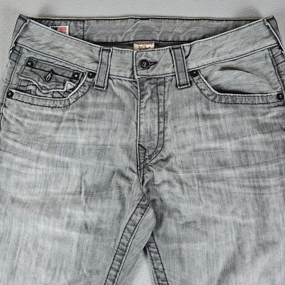 VTG True Religion Ricky Jeans Mens 33 Gray Flap Pockets Made in USA Black Patch